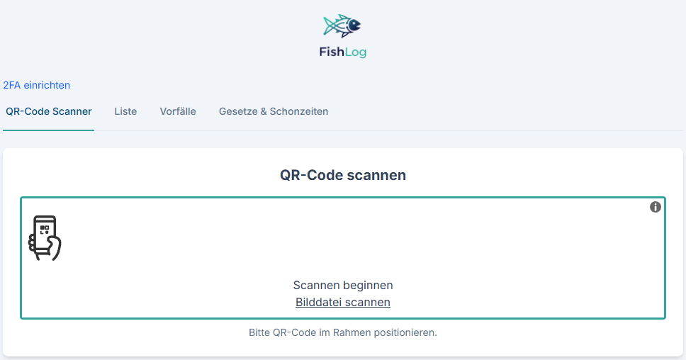 FishLog Kontrolleur-Portal – QR-Code-Scan eines Erlaubnisscheins mit Gültigkeitsprüfung und Fangliste auf dem Smartphone